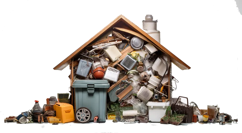 A house built from old appliances, furniture and junk